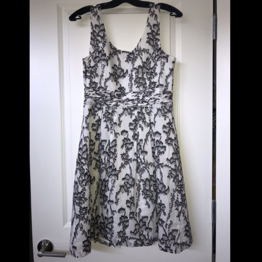 LOFT Black and White Floral Print Dress